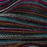 Pleated Polyester Knit - Turquoise, Pink and Silver Metallic Stripes