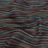 Pleated Polyester Knit - Turquoise, Pink and Silver Metallic Stripes