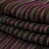 Pleated Polyester Knit - Purple, Green and Red Metallic Stripes