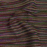 Pleated Polyester Knit - Purple, Green and Red Metallic Stripes