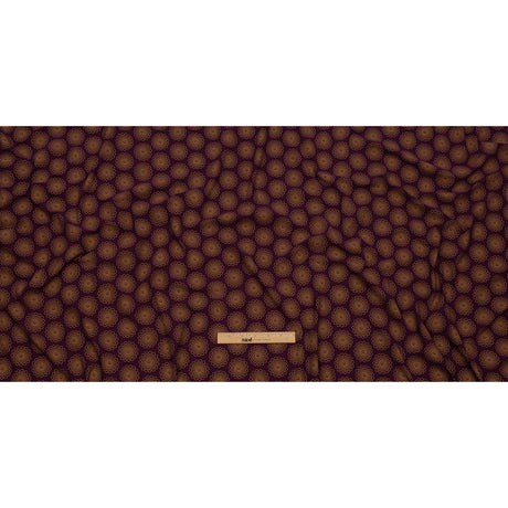 Italian Grape and Metallic Dark Gold Floral Circles Stretch Nylon Jersey