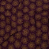 Italian Grape and Metallic Dark Gold Floral Circles Stretch Nylon Jersey