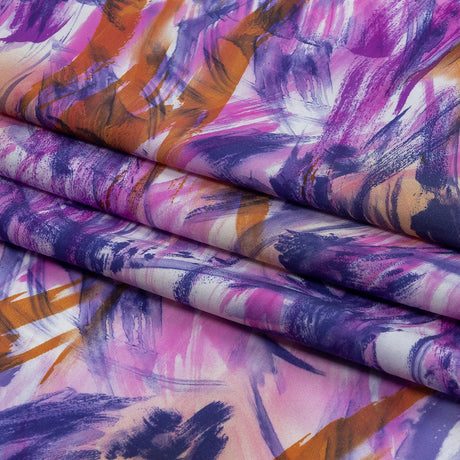 Pink, Purple and Orange Wild Brushstrokes Stretch Nylon Tricot