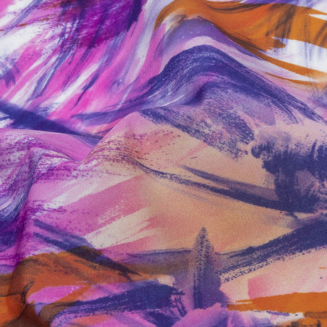 Pink, Purple and Orange Wild Brushstrokes Stretch Nylon Tricot