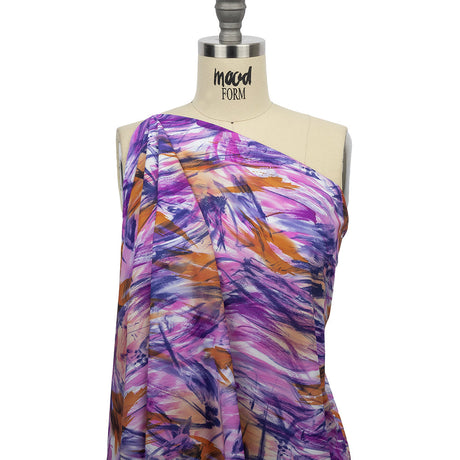 Pink, Purple and Orange Wild Brushstrokes Stretch Nylon Tricot