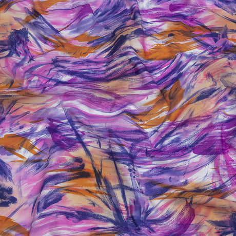 Pink, Purple and Orange Wild Brushstrokes Stretch Nylon Tricot