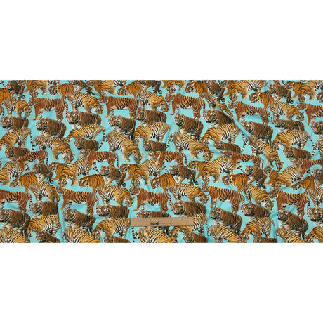 Sky Blue and Orange Tigers Stretch Nylon Jersey