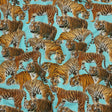 Sky Blue and Orange Tigers Stretch Nylon Jersey
