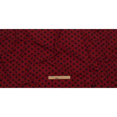 Italian Red and Black Lace Hearts Stretch Nylon Jersey