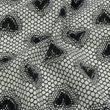 Italian White and Black Lace Hearts Stretch Nylon Jersey