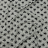 Italian White and Black Lace Hearts Stretch Nylon Jersey