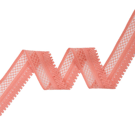 Coral Latticework and Scallops Stretch Lace Trim - 1"