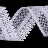 White Latticework and Scallops Stretch Lace Trim - 1"