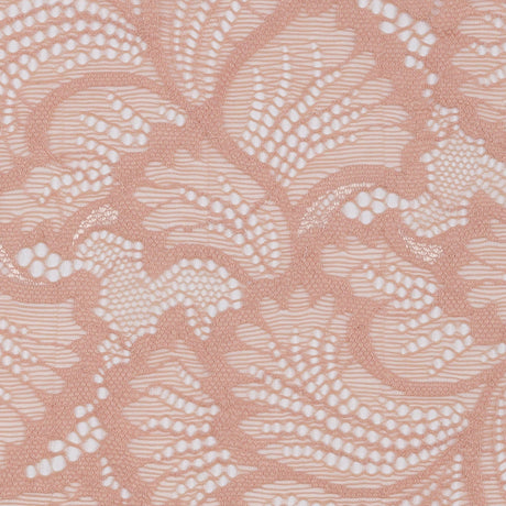 Brut Rose Fanning Leaves Stretch Lace Trim with Scalloped Edges - 9"