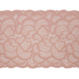 Brut Rose Fanning Leaves Stretch Lace Trim with Scalloped Edges - 9"