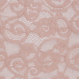 Blush Floral Scrolls Stretch Lace Trim with Scalloped Edges - 6.25"
