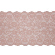 Blush Floral Scrolls Stretch Lace Trim with Scalloped Edges - 6.25"