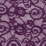 Purple Floral Scrolls Stretch Lace Trim with Scalloped Edges - 6.25"
