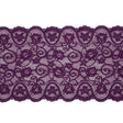 Purple Floral Scrolls Stretch Lace Trim with Scalloped Edges - 6.25"
