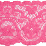 Petal Pink Floral Waves Stretch Lace Trim with Scalloped Edges - 2.875"