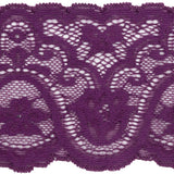 Purple Rose Floral Waves Stretch Lace Trim with Scalloped Edges - 2.875"
