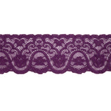 Purple Rose Floral Waves Stretch Lace Trim with Scalloped Edges - 2.875"