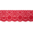 Scarlet Floral Waves Stretch Lace Trim with Scalloped Edges - 2.875"