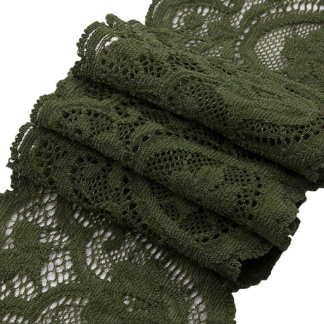Spruce Floral Waves Stretch Lace Trim with Scalloped Edges - 2.875"