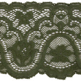 Spruce Floral Waves Stretch Lace Trim with Scalloped Edges - 2.875"