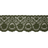 Spruce Floral Waves Stretch Lace Trim with Scalloped Edges - 2.875"