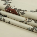 Brushed Stretch Cotton Twill Print - Cream, Green and Red Floral Lattice - Mood Exclusive Rose Above