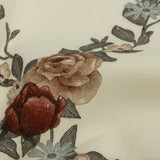 Brushed Stretch Cotton Twill Print - Cream, Green and Red Floral Lattice - Mood Exclusive Rose Above