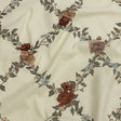 Brushed Stretch Cotton Twill Print - Cream, Green and Red Floral Lattice - Mood Exclusive Rose Above