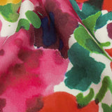Stretch Cotton and Viscose Sateen Print - Red, Yellow and Green Painterly Floral - Mood Exclusive Spring Afternoon