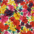 Stretch Cotton and Viscose Sateen Print - Red, Yellow and Green Painterly Floral - Mood Exclusive Spring Afternoon