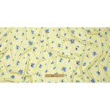 Stretch Cotton and Viscose Sateen Print - Pale Yellow and Blue Floral - Mood Exclusive Daisy Dance