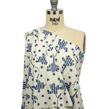 Stretch Cotton and Viscose Sateen Print - Blue and Cream Striped Flowers - Mood Exclusive Drip Drip Drop
