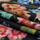 Mood Exclusive Navy Florist's Cuttings Stretch Cotton Woven