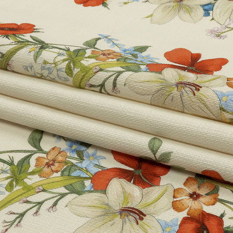 Mood Exclusive White Wildflower Fields Stretch Cotton Woven