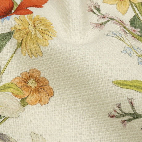 Mood Exclusive White Wildflower Fields Stretch Cotton Woven
