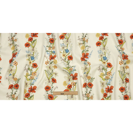 Mood Exclusive White Wildflower Fields Stretch Cotton Woven