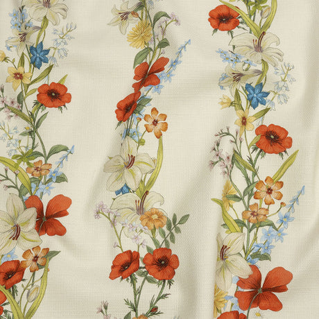 Mood Exclusive White Wildflower Fields Stretch Cotton Woven