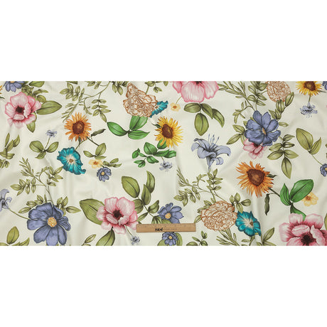 Stretch Cotton Canvas Print - White, Pink and Green Floral - Mood Exclusive Wonderland Garden
