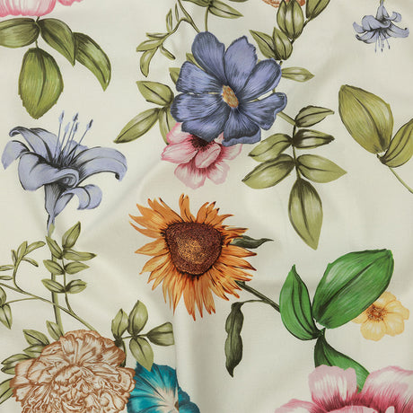 Stretch Cotton Canvas Print - White, Pink and Green Floral - Mood Exclusive Wonderland Garden