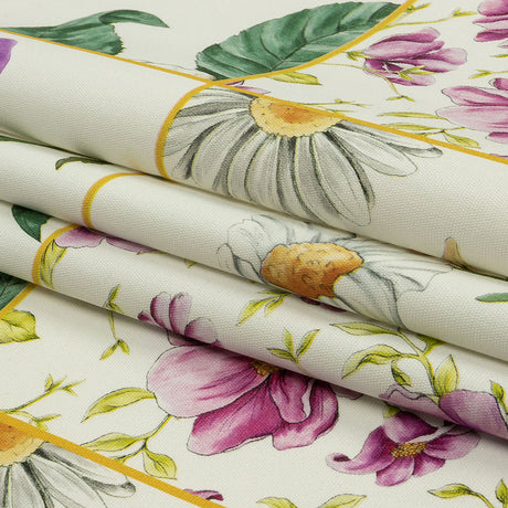 Stretch Cotton Canvas Print - White Floral Patchwork - Mood Exclusive Midsummer festive