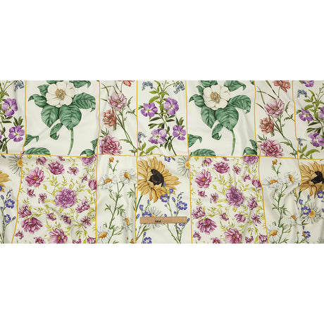 Stretch Cotton Canvas Print - White Floral Patchwork - Mood Exclusive Midsummer festive