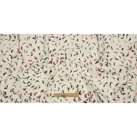 Stretch Cotton Canvas Print - White, Black and Pink Abstract Marks - Mood Exclusive Kindergarten Couture