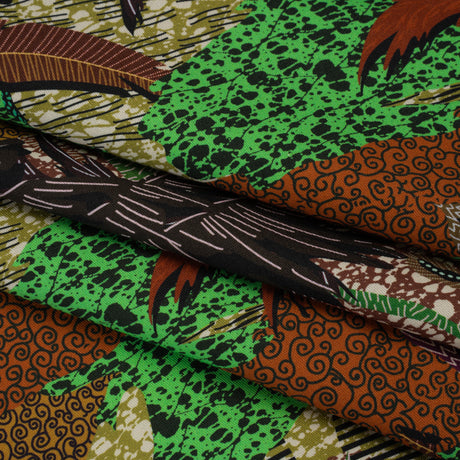 Stretch Cotton Twill Print - Brown and Green Textural Palm Trees - Mood Exclusive Island Energy