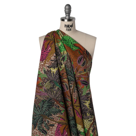 Stretch Cotton Twill Print - Brown and Green Textural Palm Trees - Mood Exclusive Island Energy