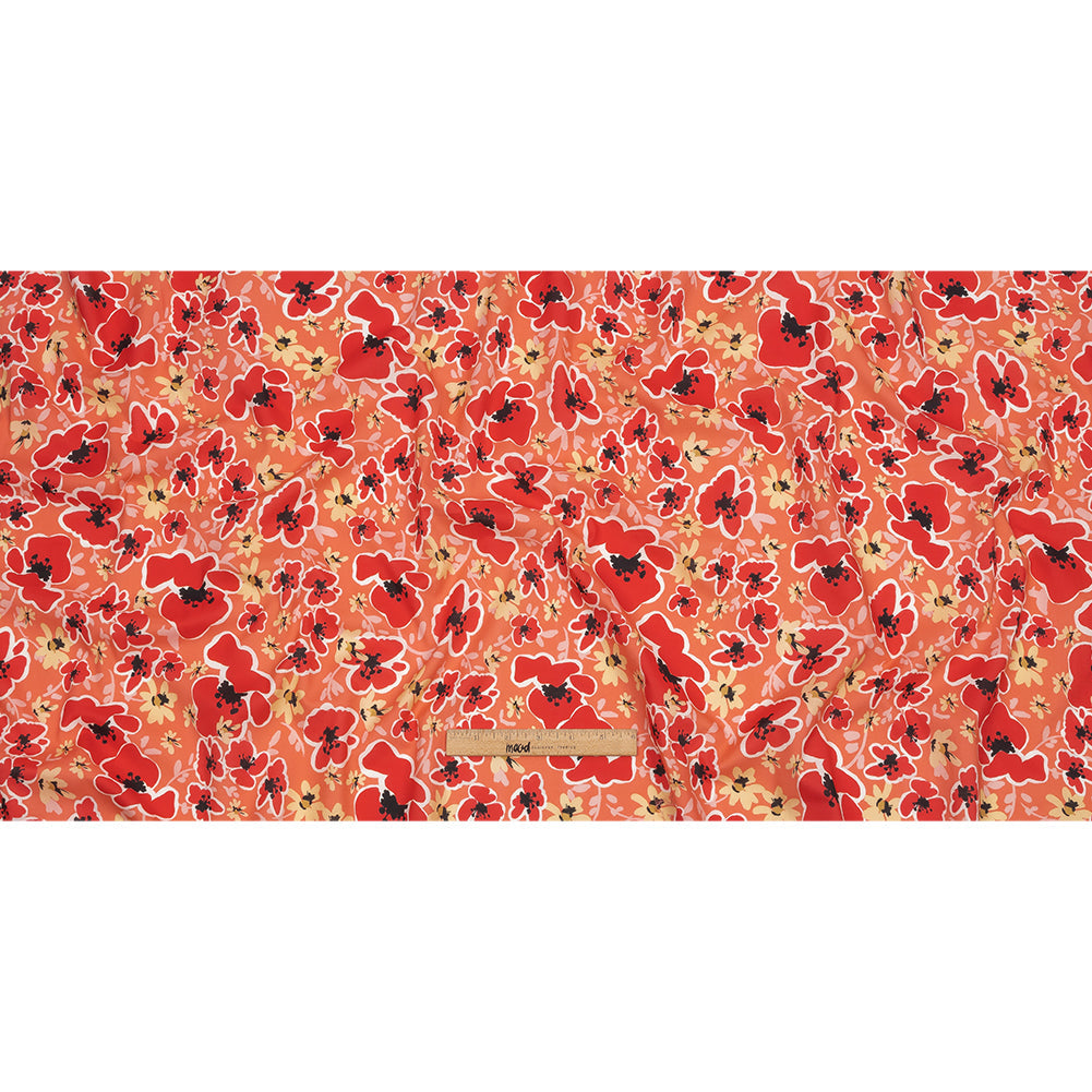 Cotton Voile Print - Orange and Red Floral - Mood Exclusive Grooving Blooms